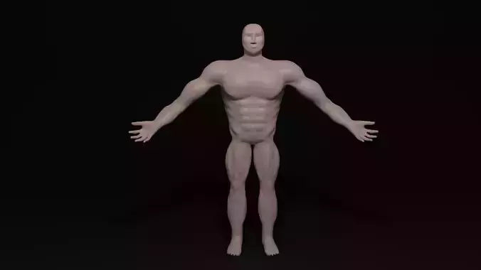 High poly Muscle man ready to shape