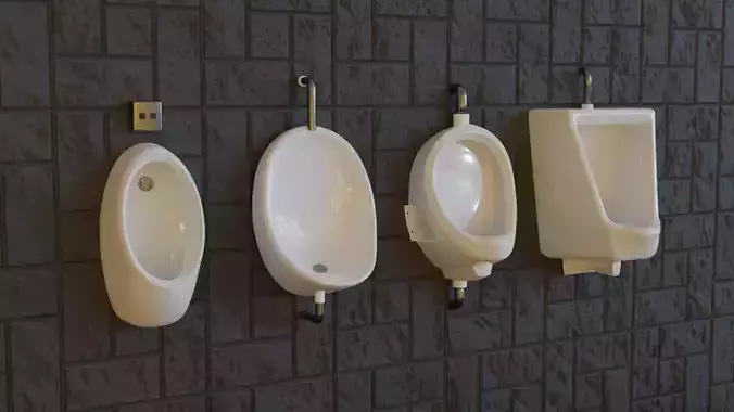 Urinal lavatory 3D models ALL TYPES LOW POLY Low-poly 3D model