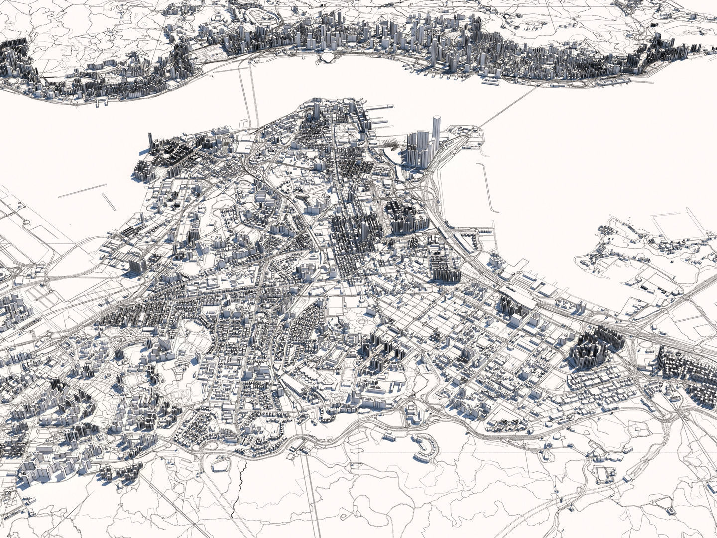 Hong Kong SAR China 30x30km 3D City Map 3D model_13