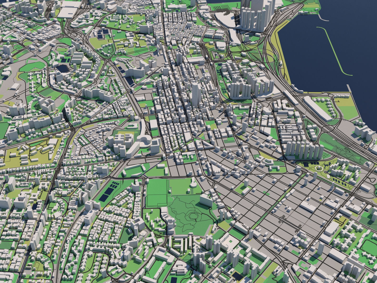 Hong Kong SAR China 30x30km 3D City Map 3D model_1