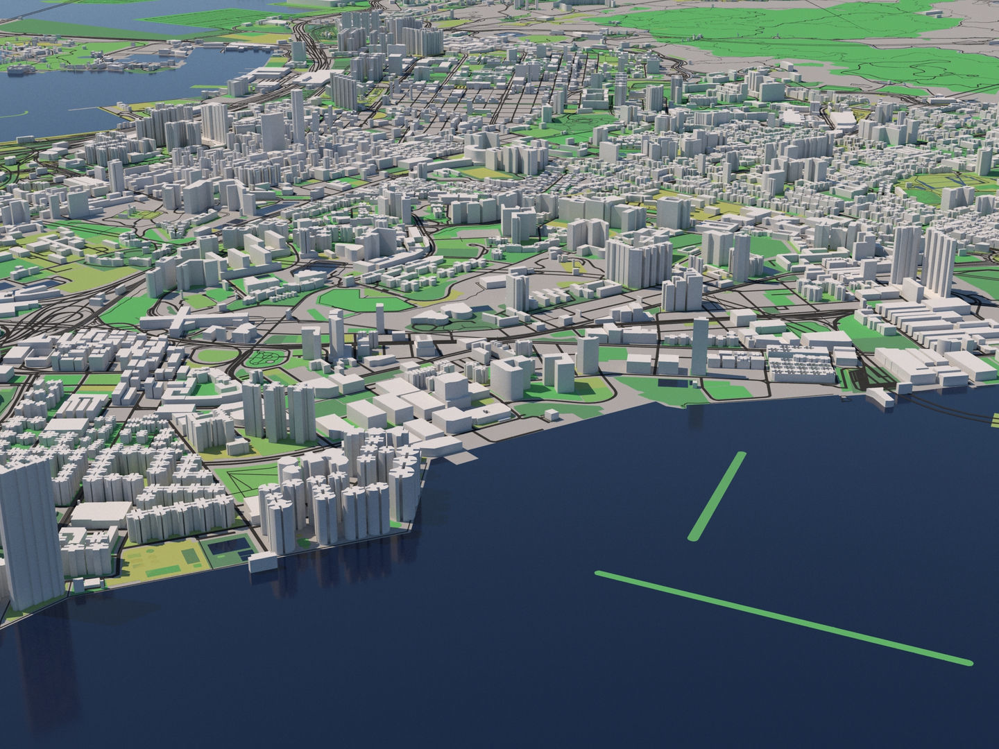 Hong Kong SAR China 30x30km 3D City Map 3D model_9