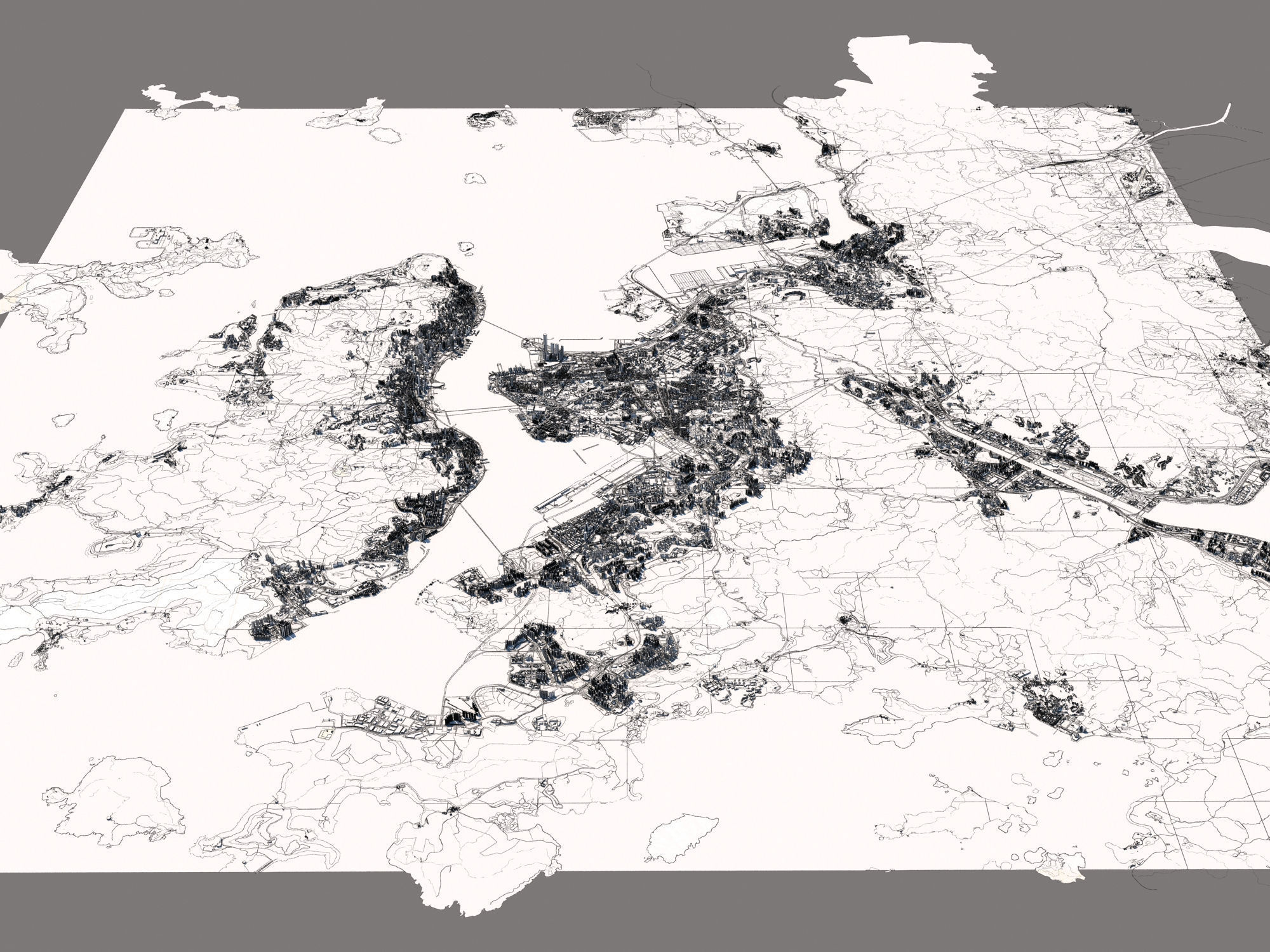 Hong Kong SAR China 30x30km 3D City Map 3D model_16