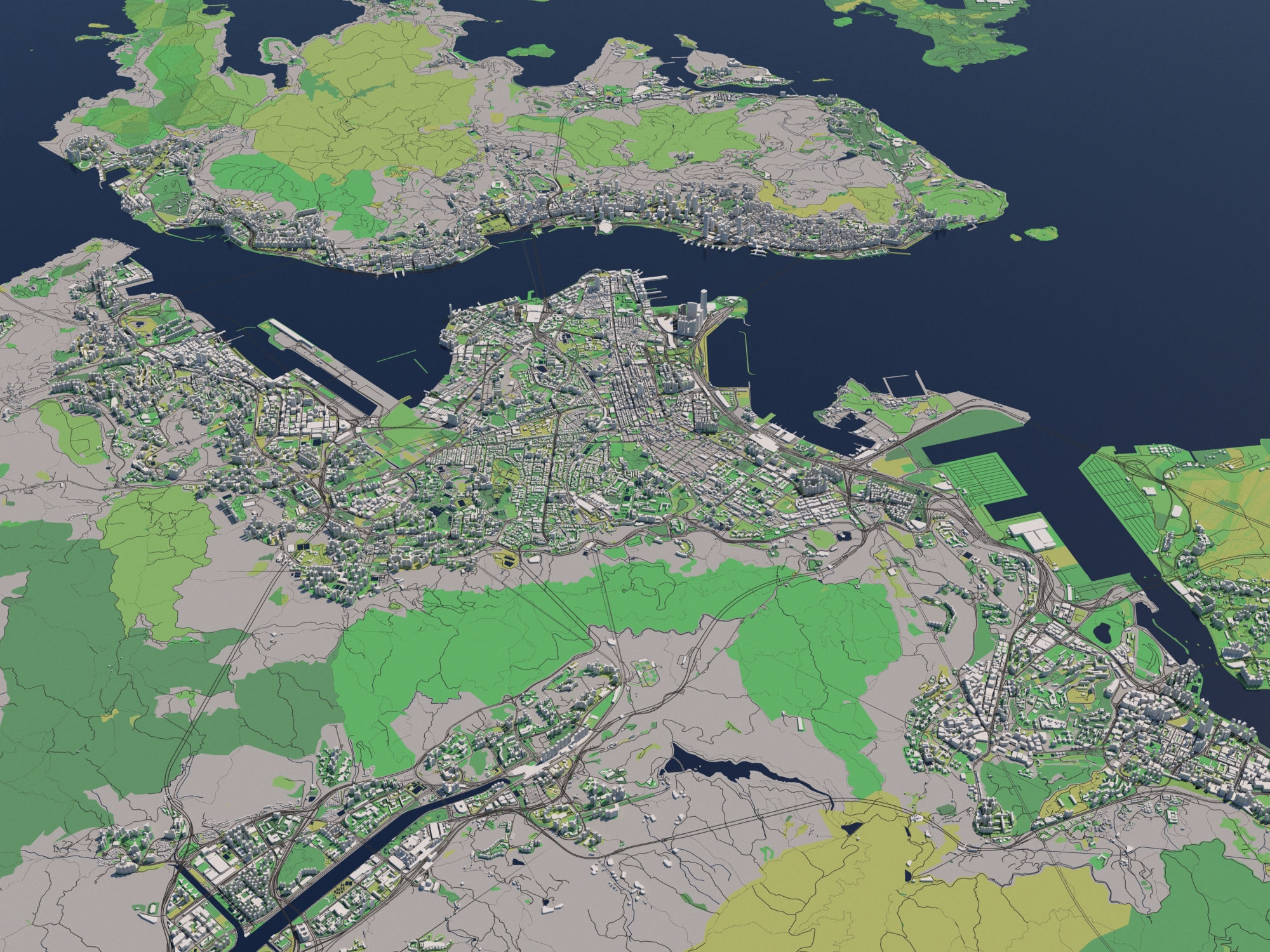 Hong Kong SAR China 30x30km 3D City Map 3D model_4