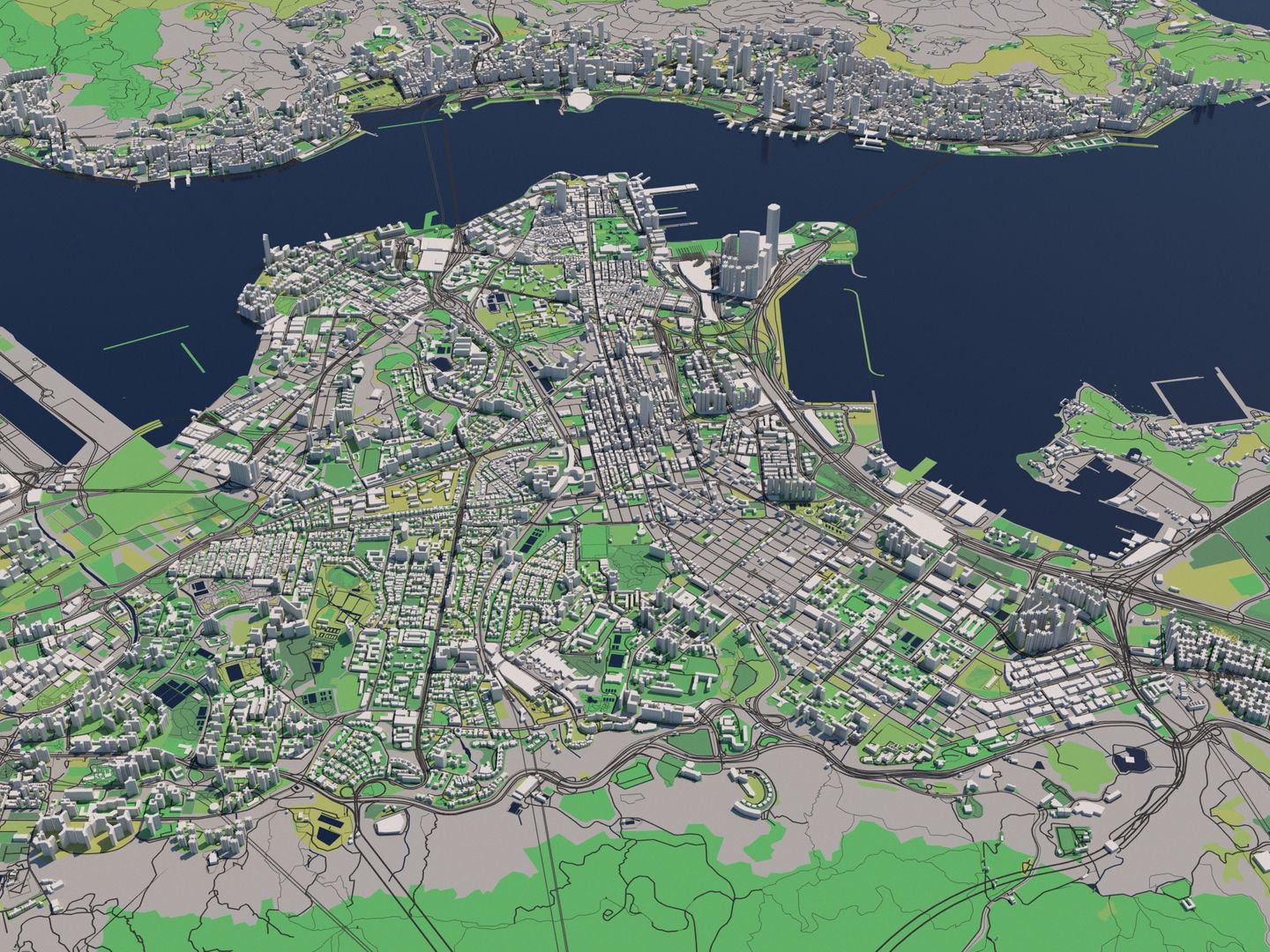 Hong Kong SAR China 30x30km 3D City Map 3D model_3