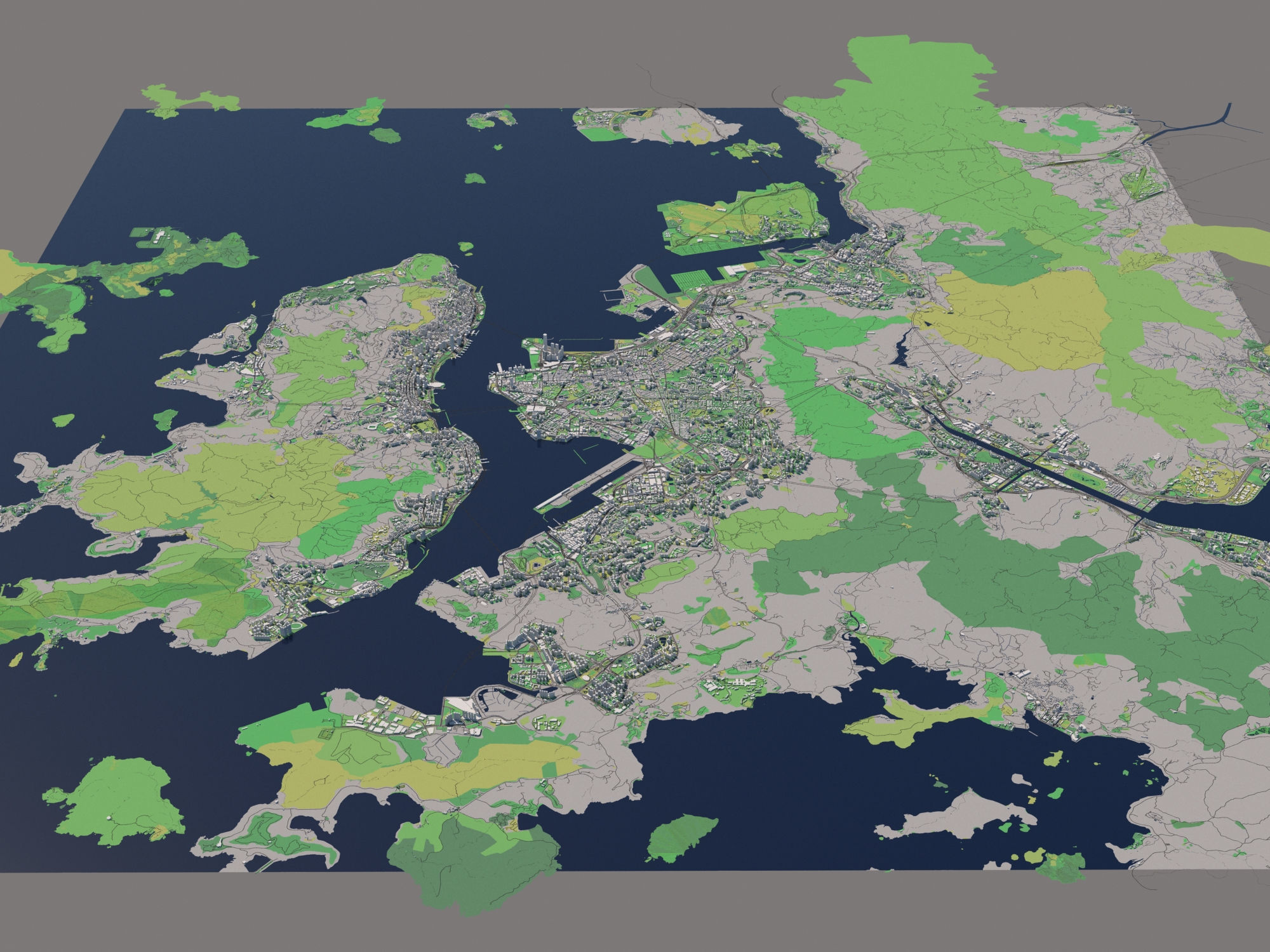 Hong Kong SAR China 30x30km 3D City Map 3D model_6