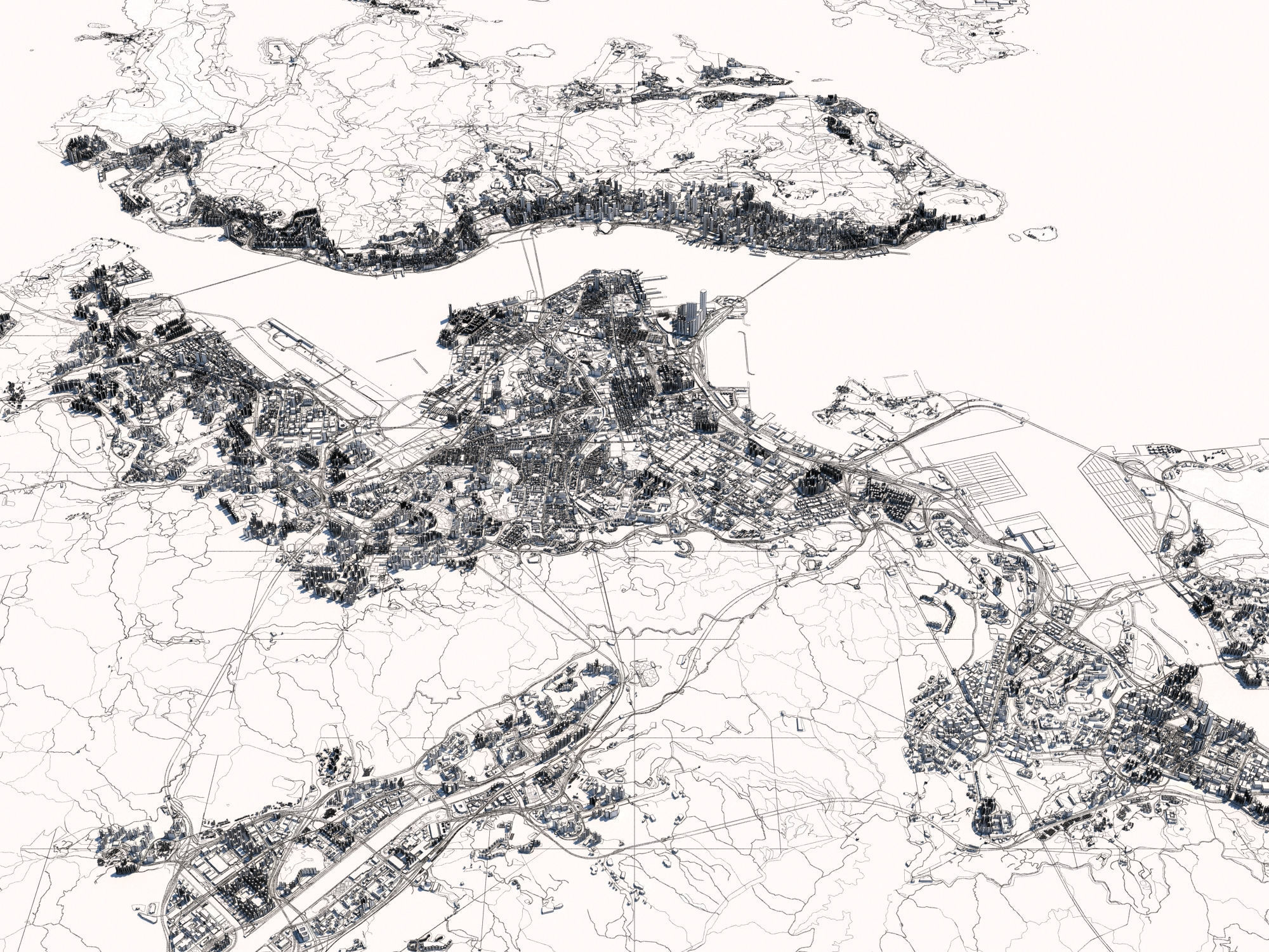 Hong Kong SAR China 30x30km 3D City Map 3D model_14