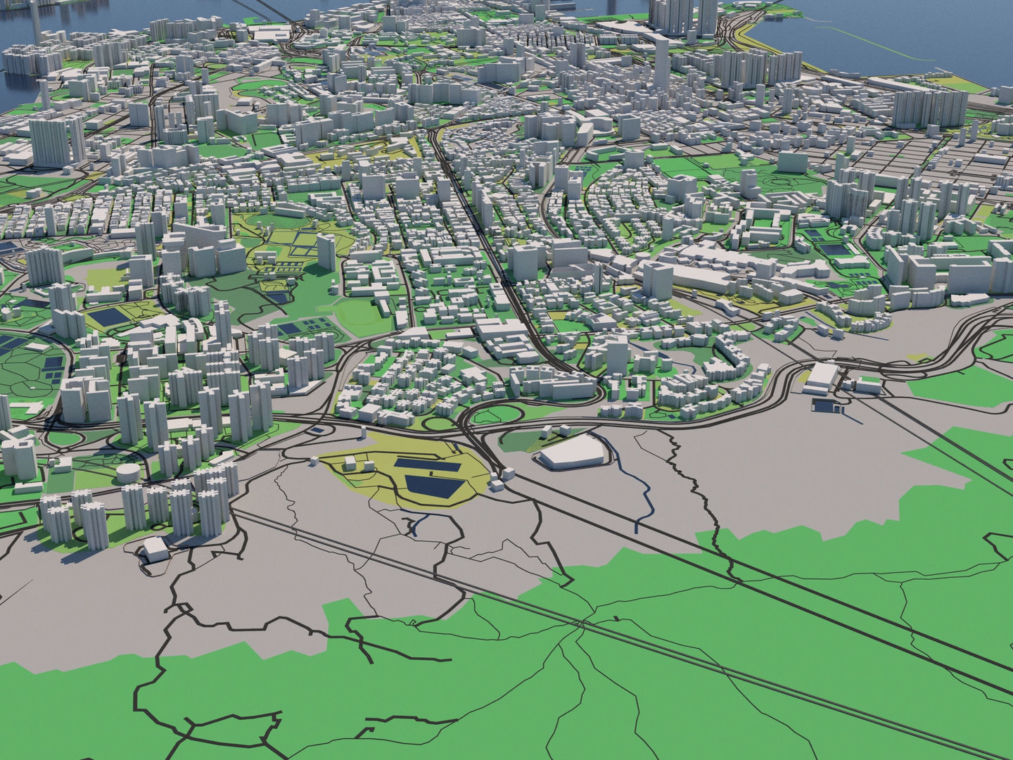 Hong Kong SAR China 30x30km 3D City Map 3D model_10