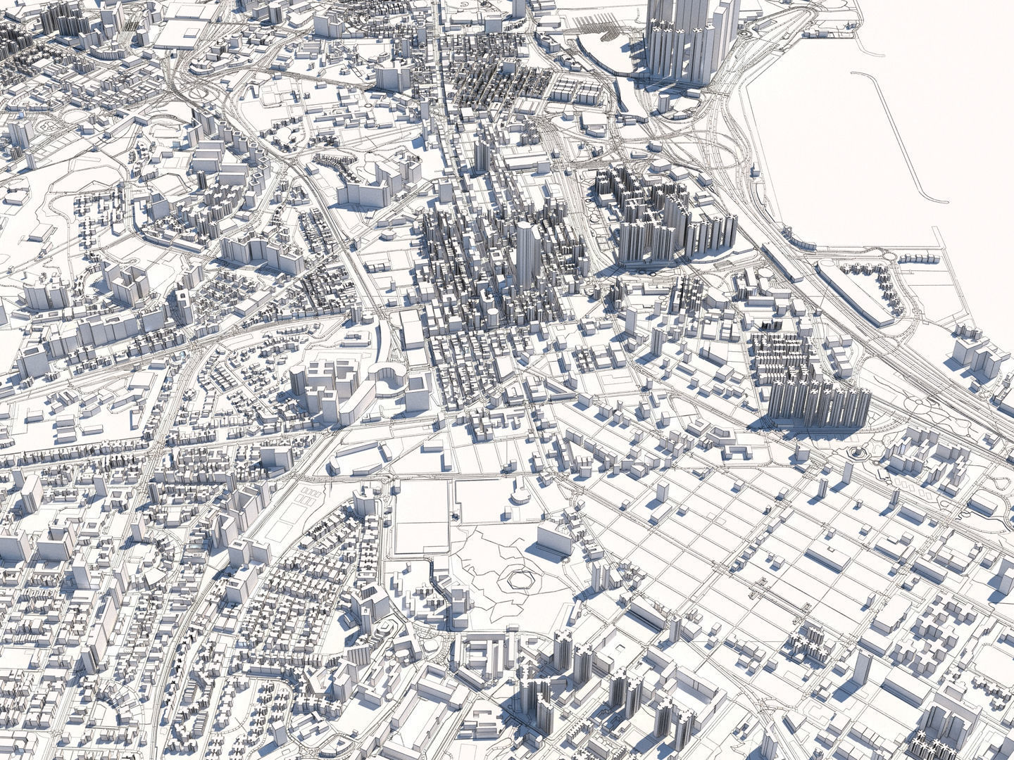 Hong Kong SAR China 30x30km 3D City Map 3D model_12