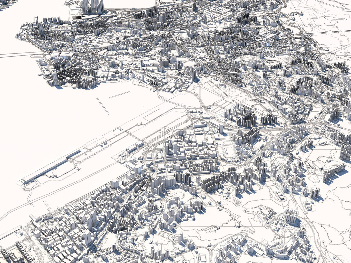 Hong Kong SAR China 30x30km 3D City Map 3D model_17