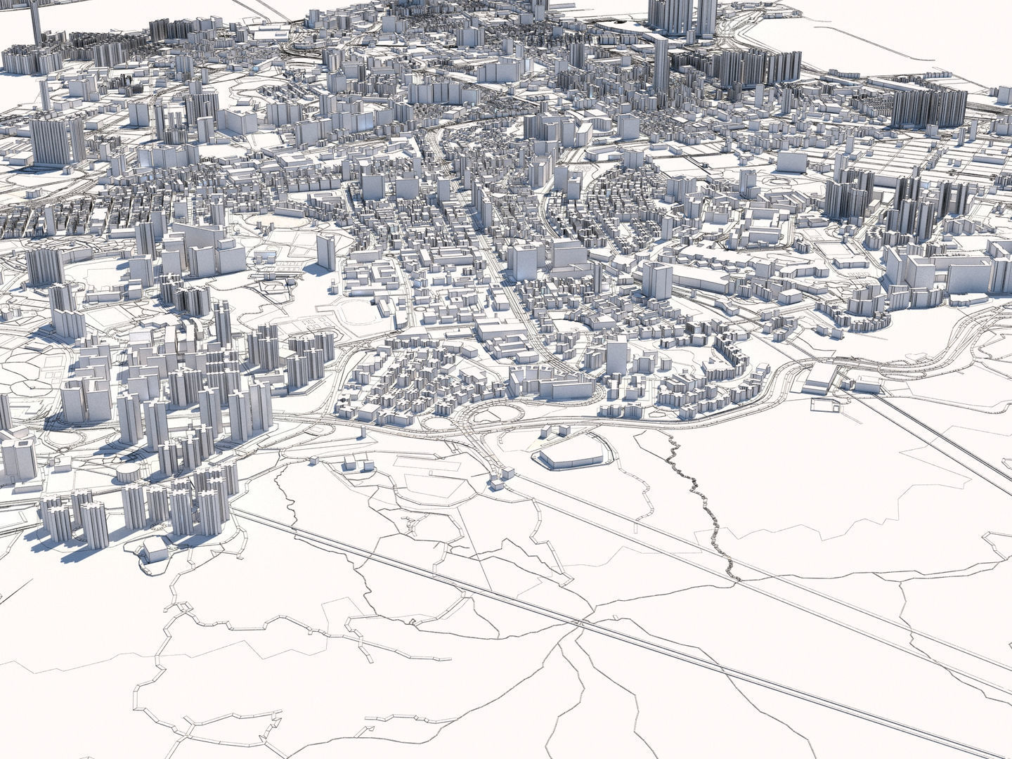Hong Kong SAR China 30x30km 3D City Map 3D model_20