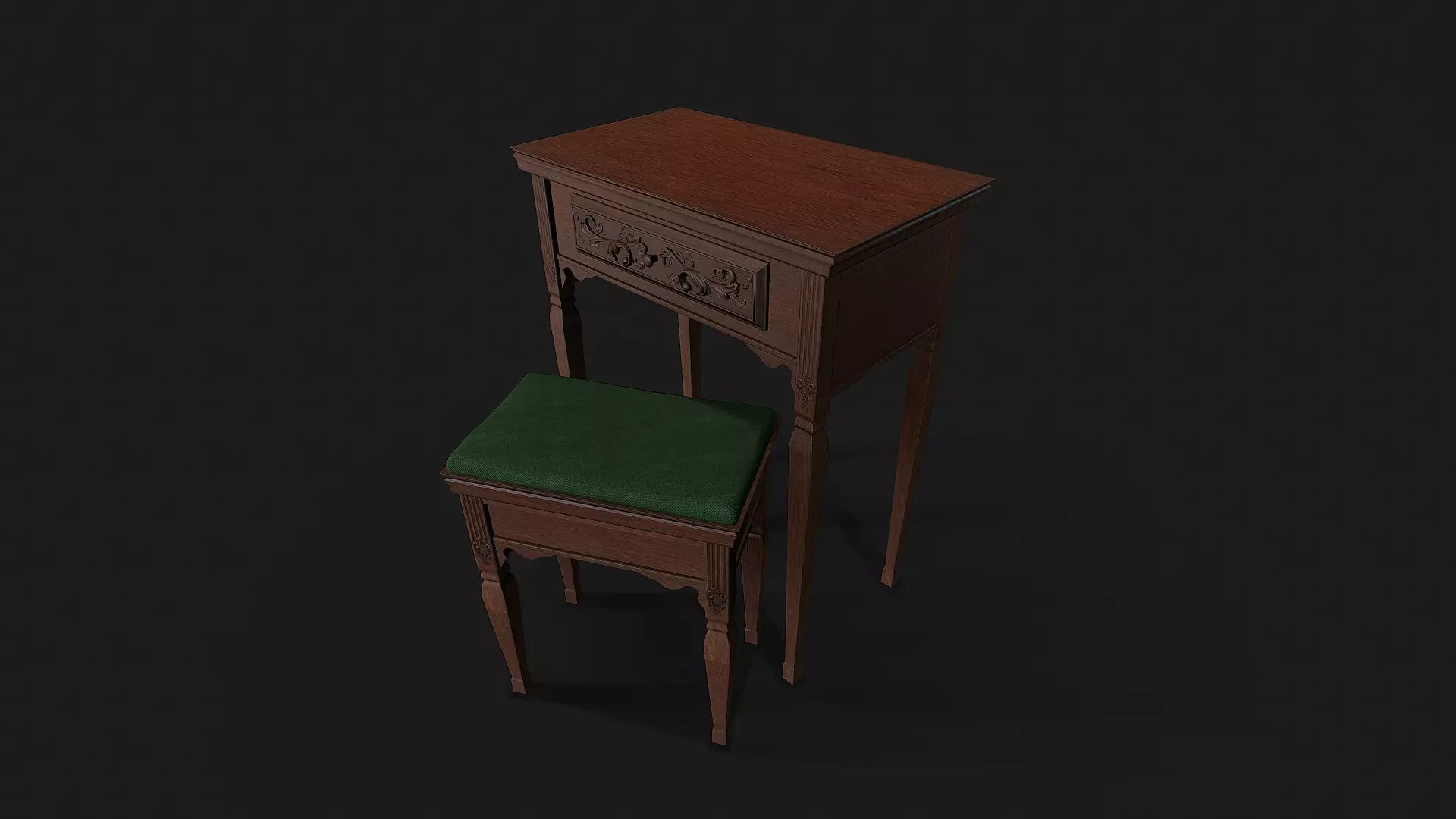 Table and stool Free low-poly 3D model