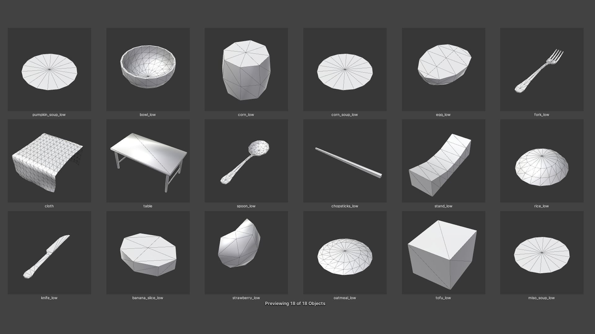 Stylized Soups and Porridge Low-poly 3D model_8