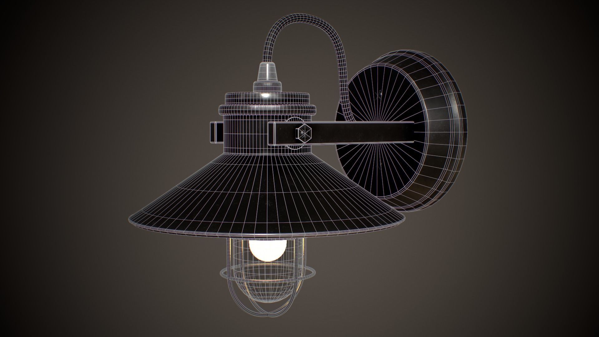 Industrial Street Lamp Low-poly 3D model_6