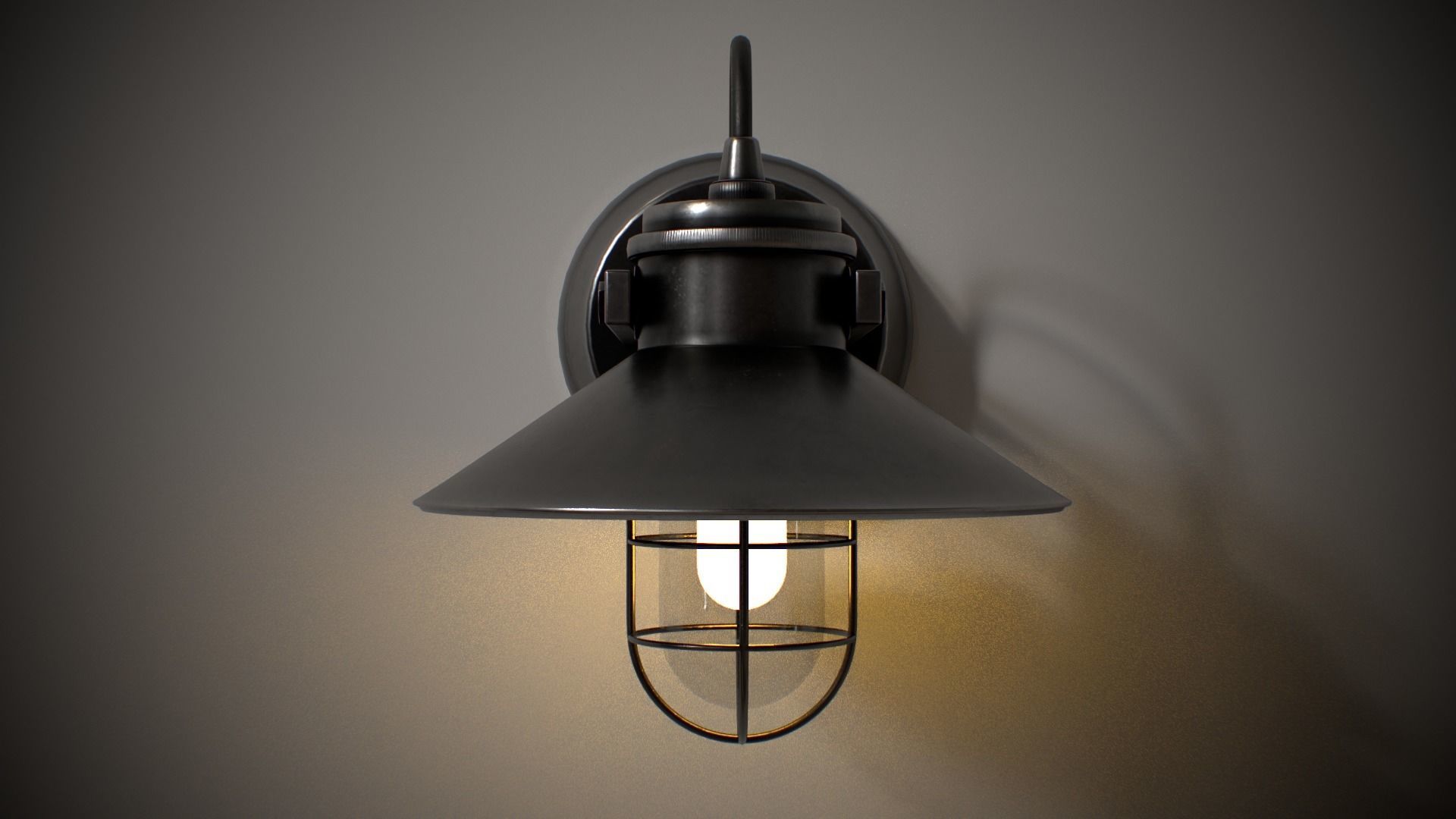 Industrial Street Lamp Low-poly 3D model_2