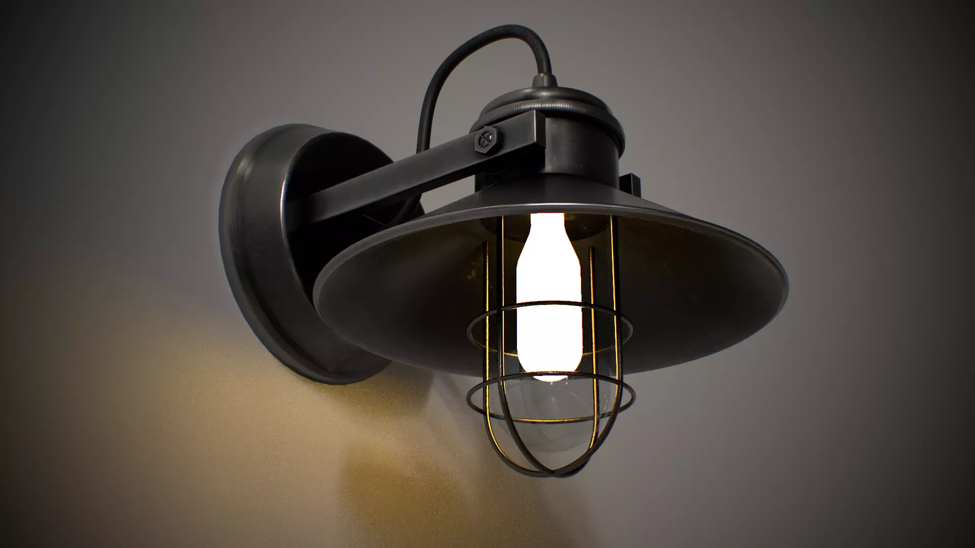 Industrial Street Lamp Low-poly 3D model_0