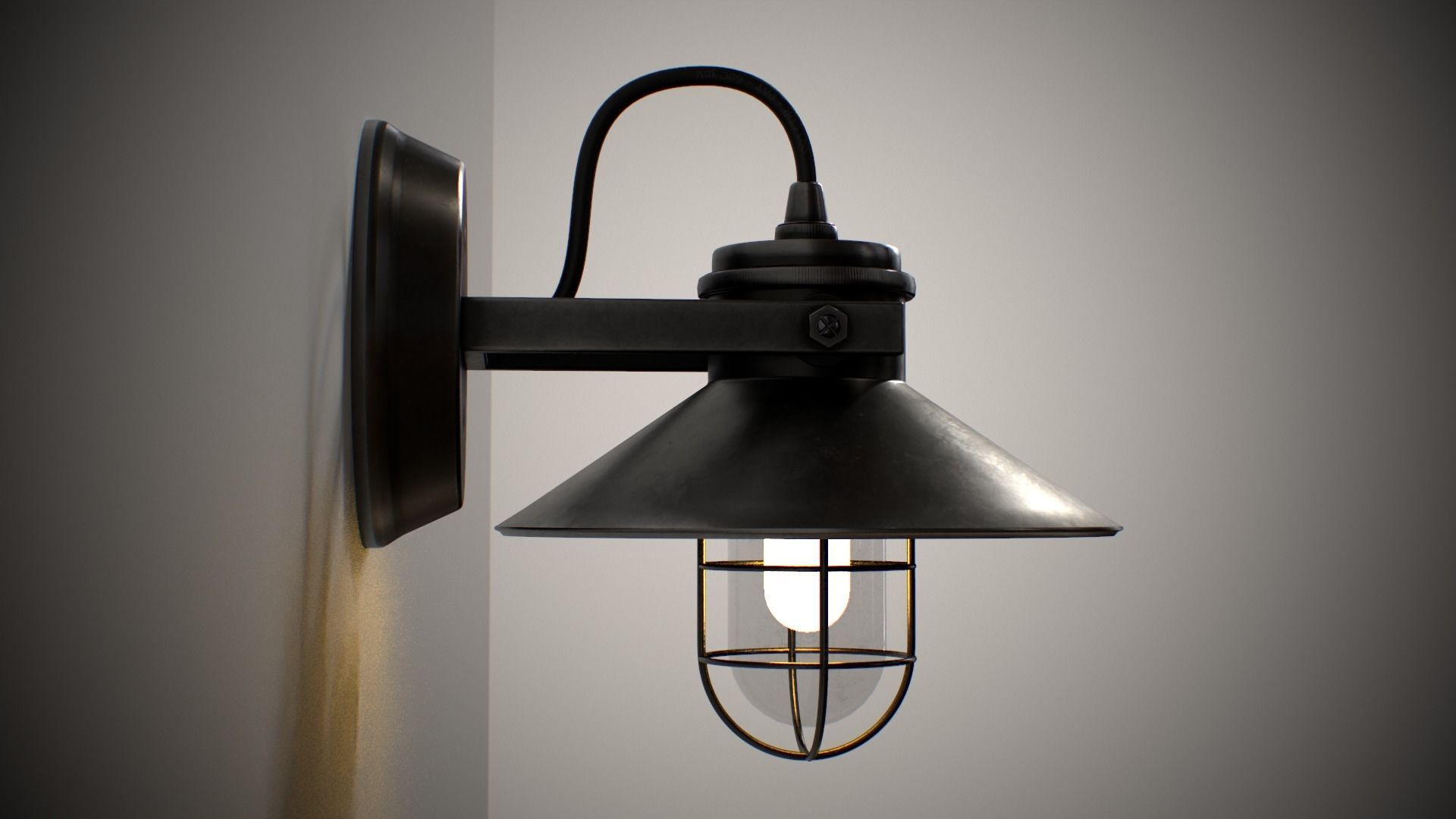 Industrial Street Lamp Low-poly 3D model_12