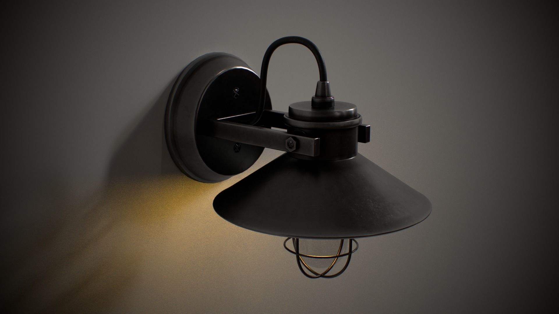 Industrial Street Lamp Low-poly 3D model_10