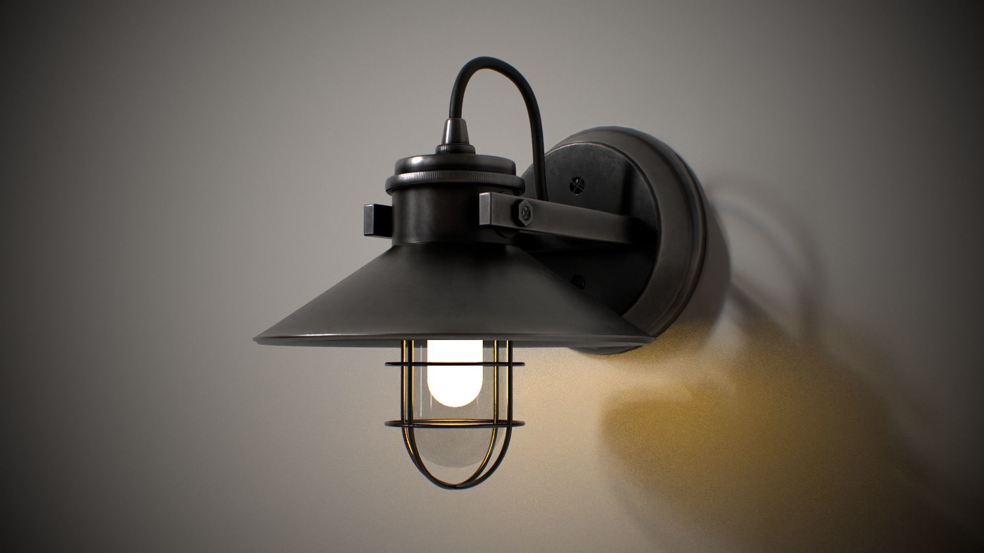Industrial Street Lamp Low-poly 3D model_13