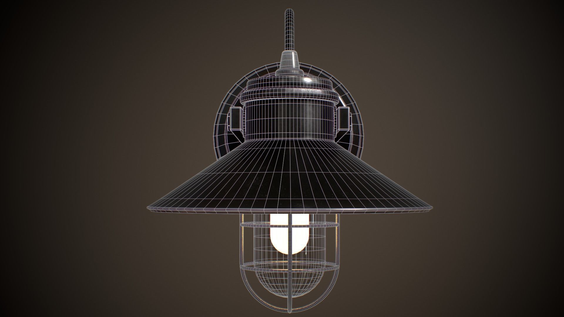 Industrial Street Lamp Low-poly 3D model_7