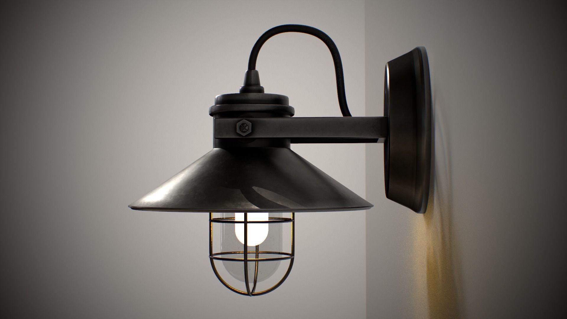 Industrial Street Lamp Low-poly 3D model_3
