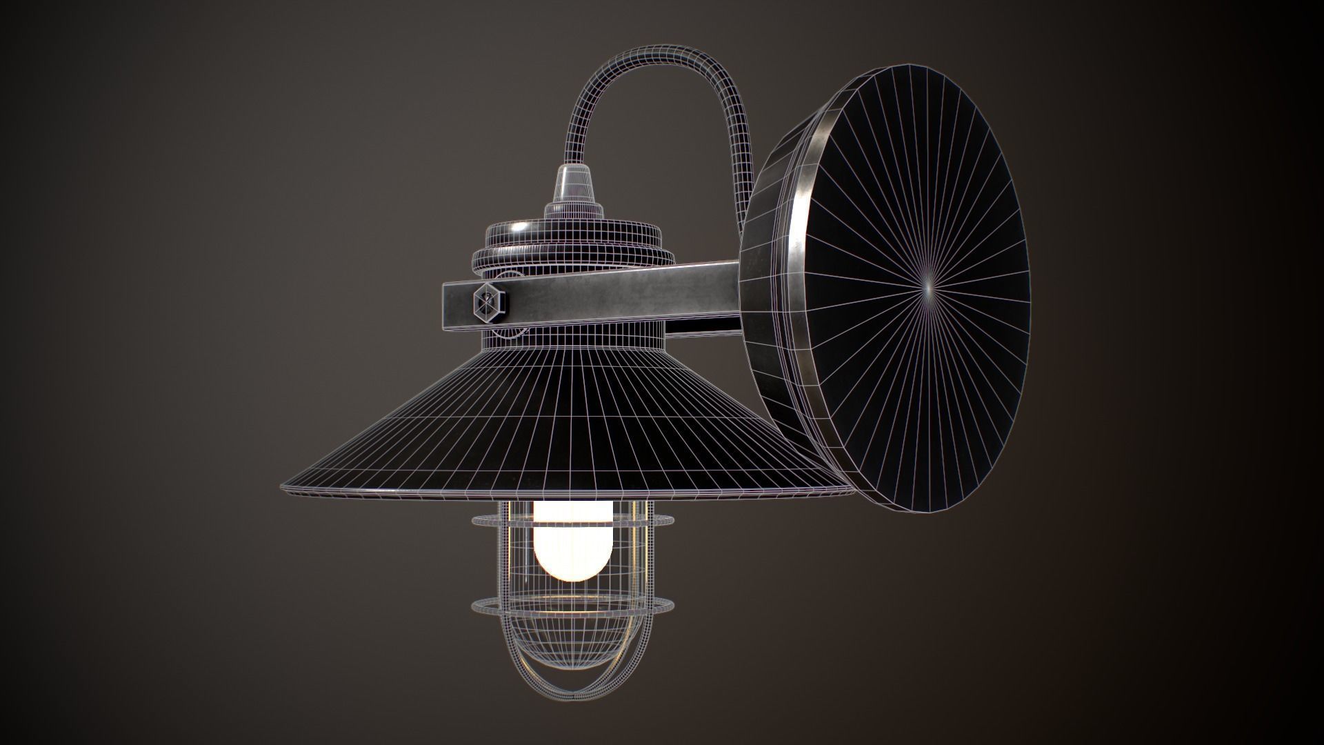 Industrial Street Lamp Low-poly 3D model_9