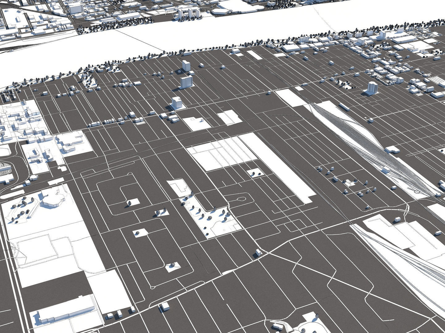 Detroit 50x50km 3D City Map Model 3D model_24