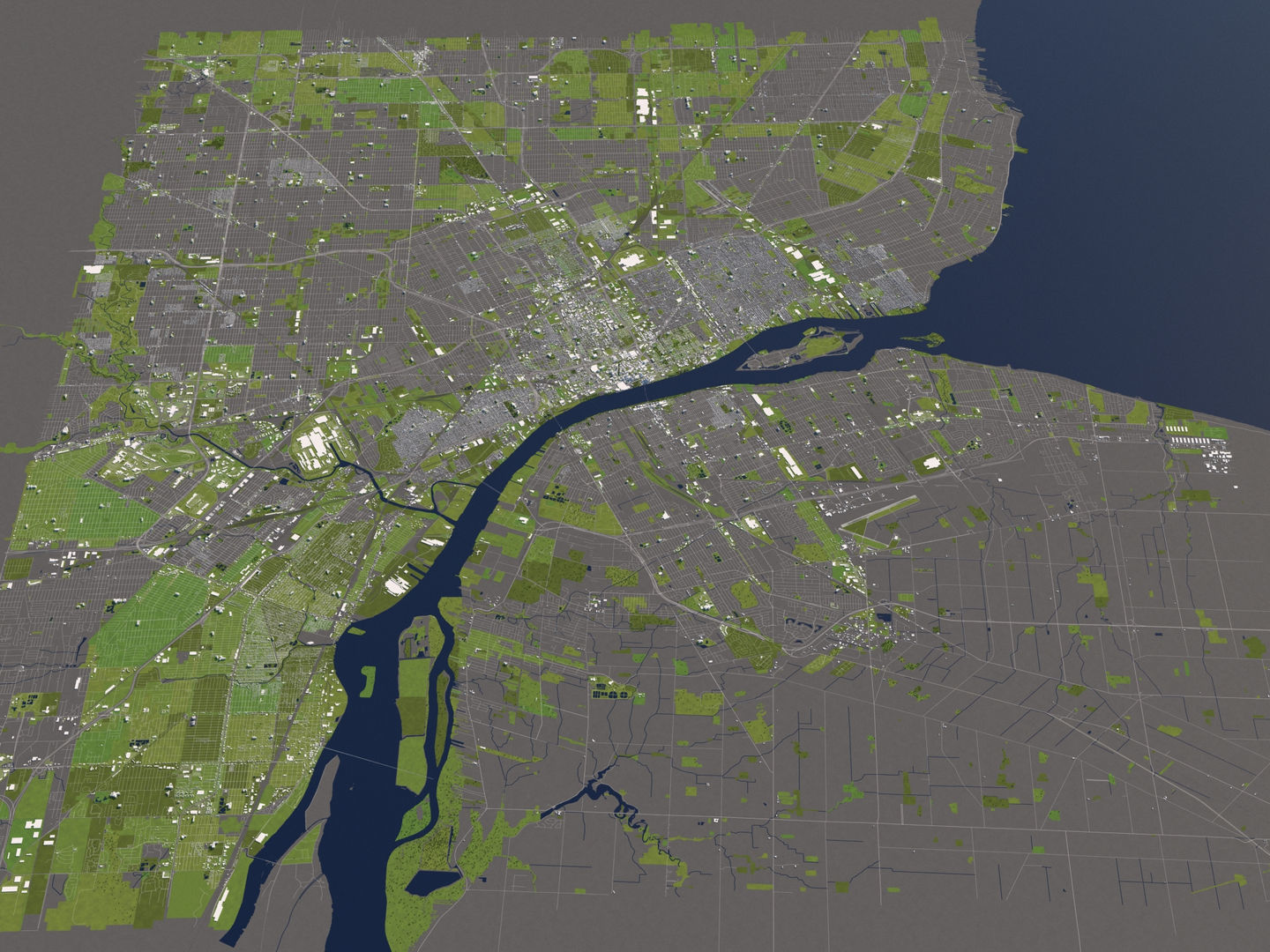 Detroit 50x50km 3D City Map Model 3D model_4