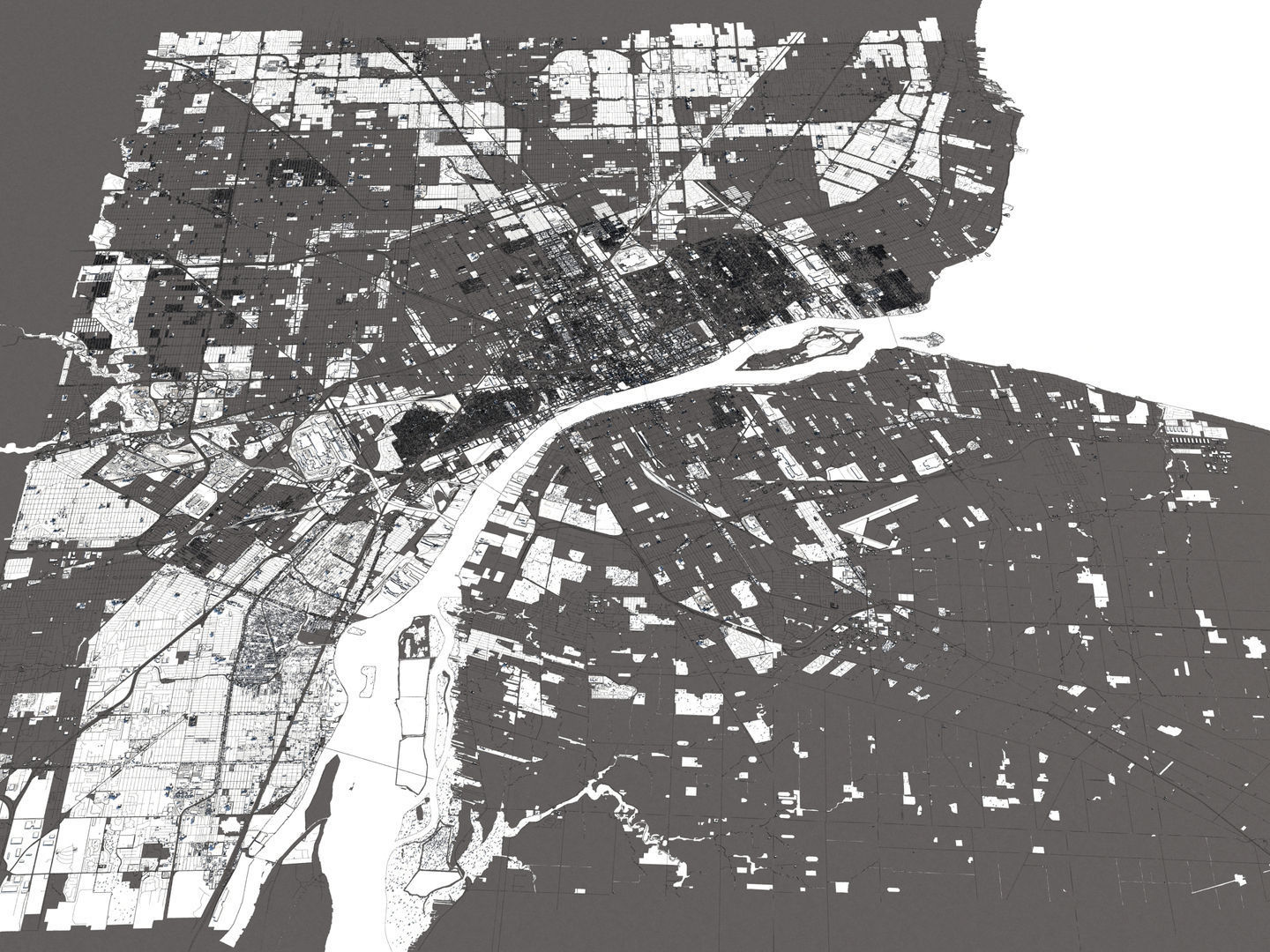 Detroit 50x50km 3D City Map Model 3D model_19
