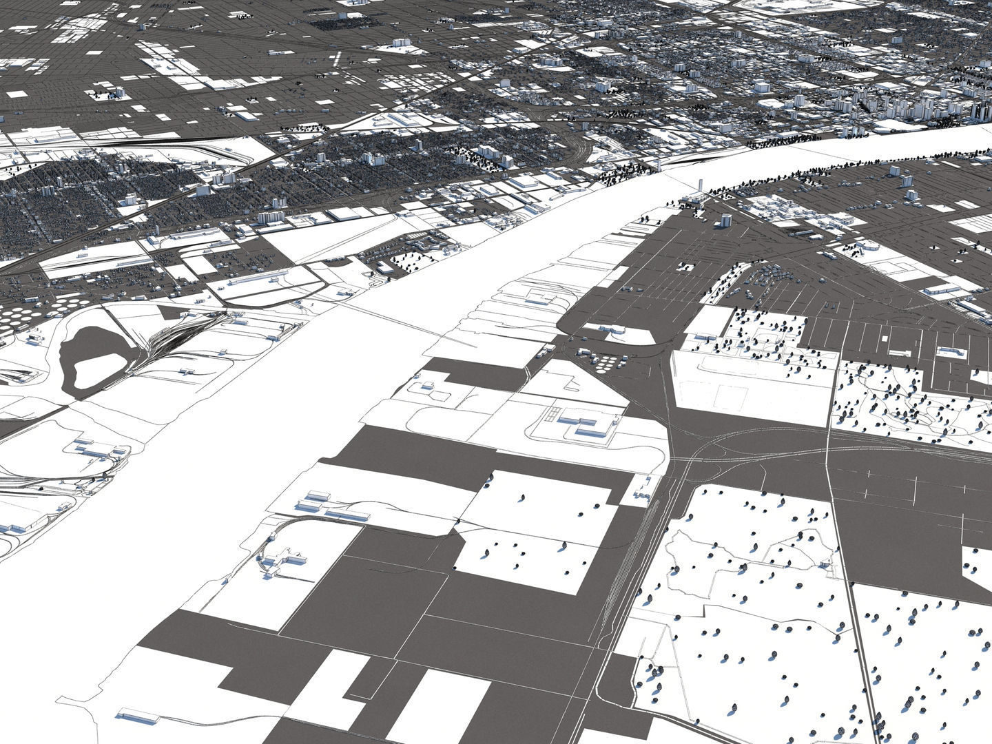 Detroit 50x50km 3D City Map Model 3D model_28