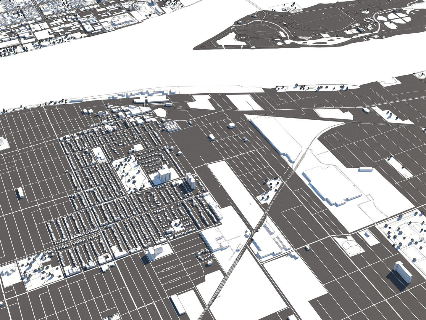 Detroit 50x50km 3D City Map Model 3D model_23