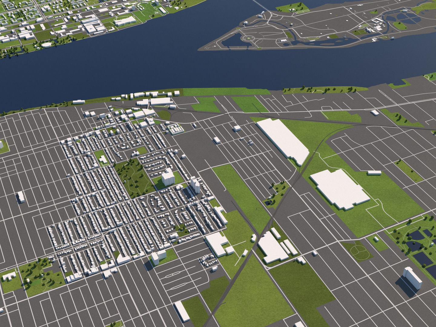 Detroit 50x50km 3D City Map Model 3D model_8