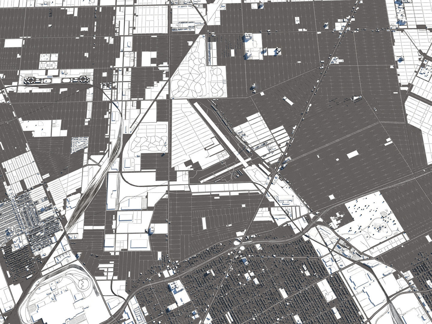 Detroit 50x50km 3D City Map Model 3D model_22