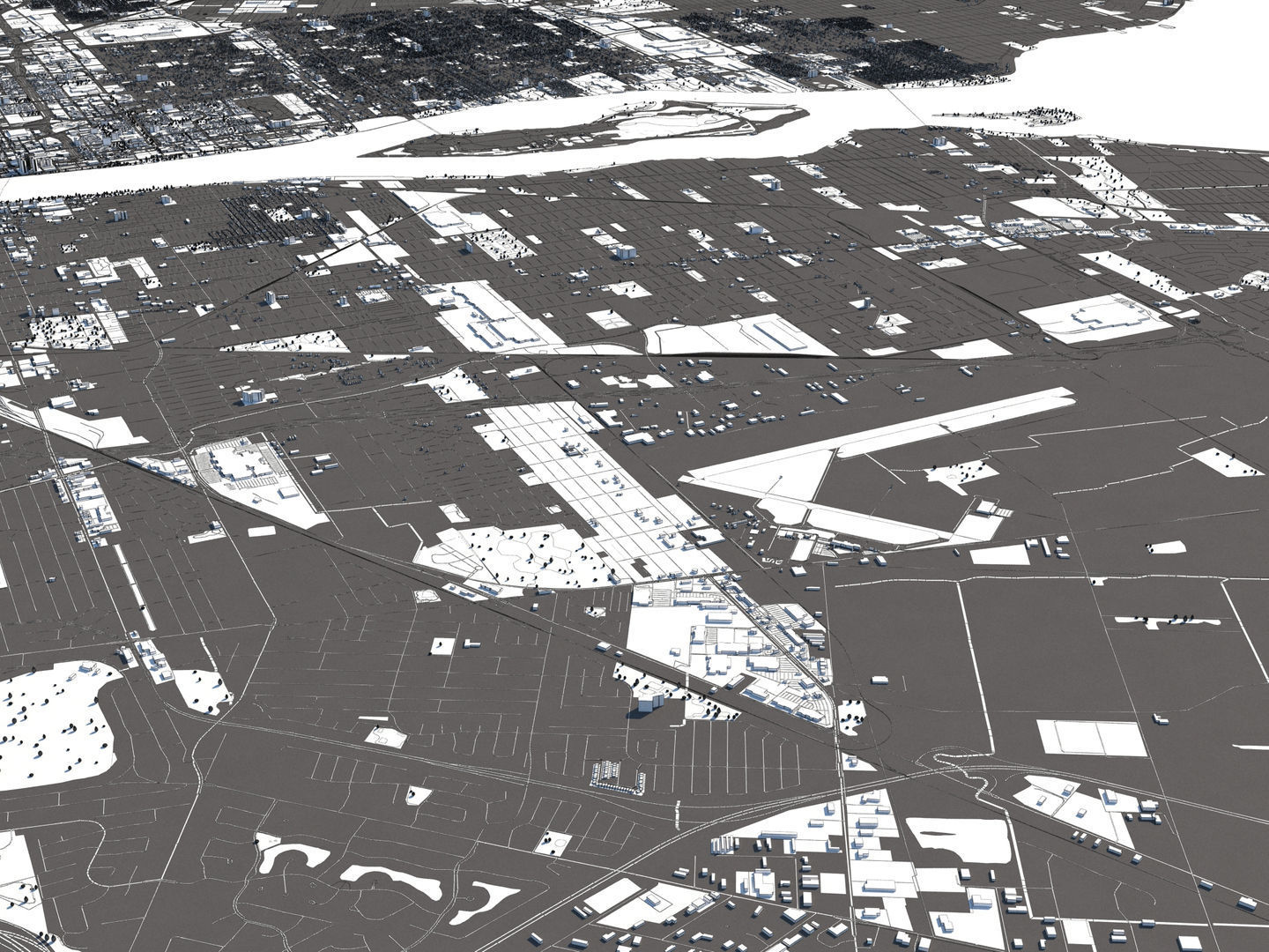 Detroit 50x50km 3D City Map Model 3D model_25