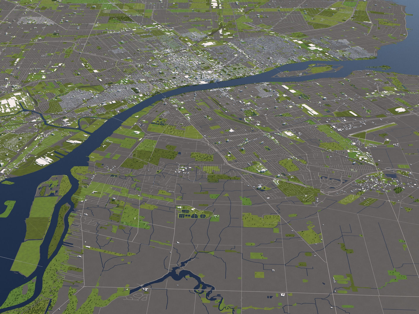 Detroit 50x50km 3D City Map Model 3D model_3