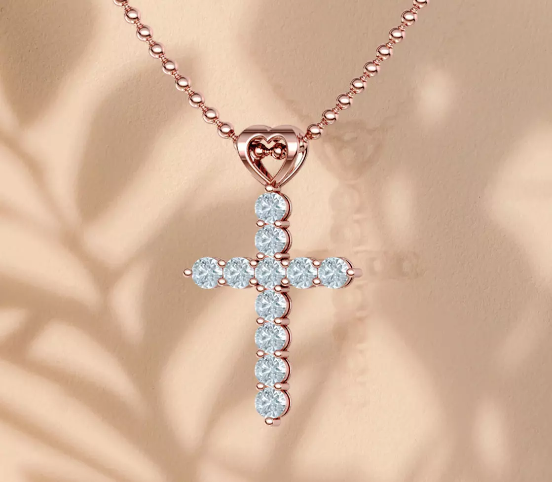 Bespoke Cross 3mm Diamonds 1Ct total weight 3dmodel 3D print model