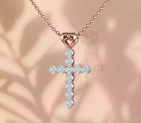 Bespoke Cross 3mm Diamonds  1Ct total weight 3dmodel 3D print model