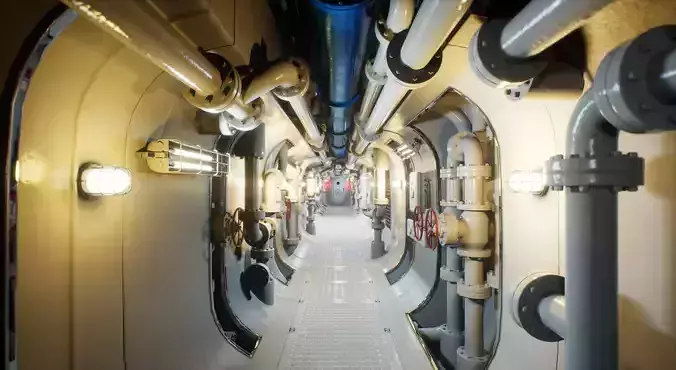 Submarine Industrial Corridor 002 UE4 3D model