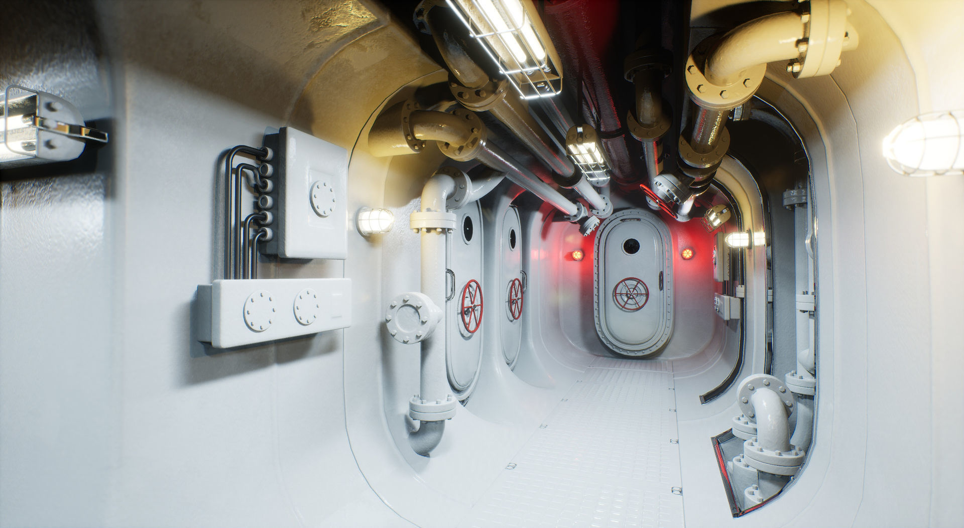 Submarine Industrial Corridor 002 UE4 3D model_9