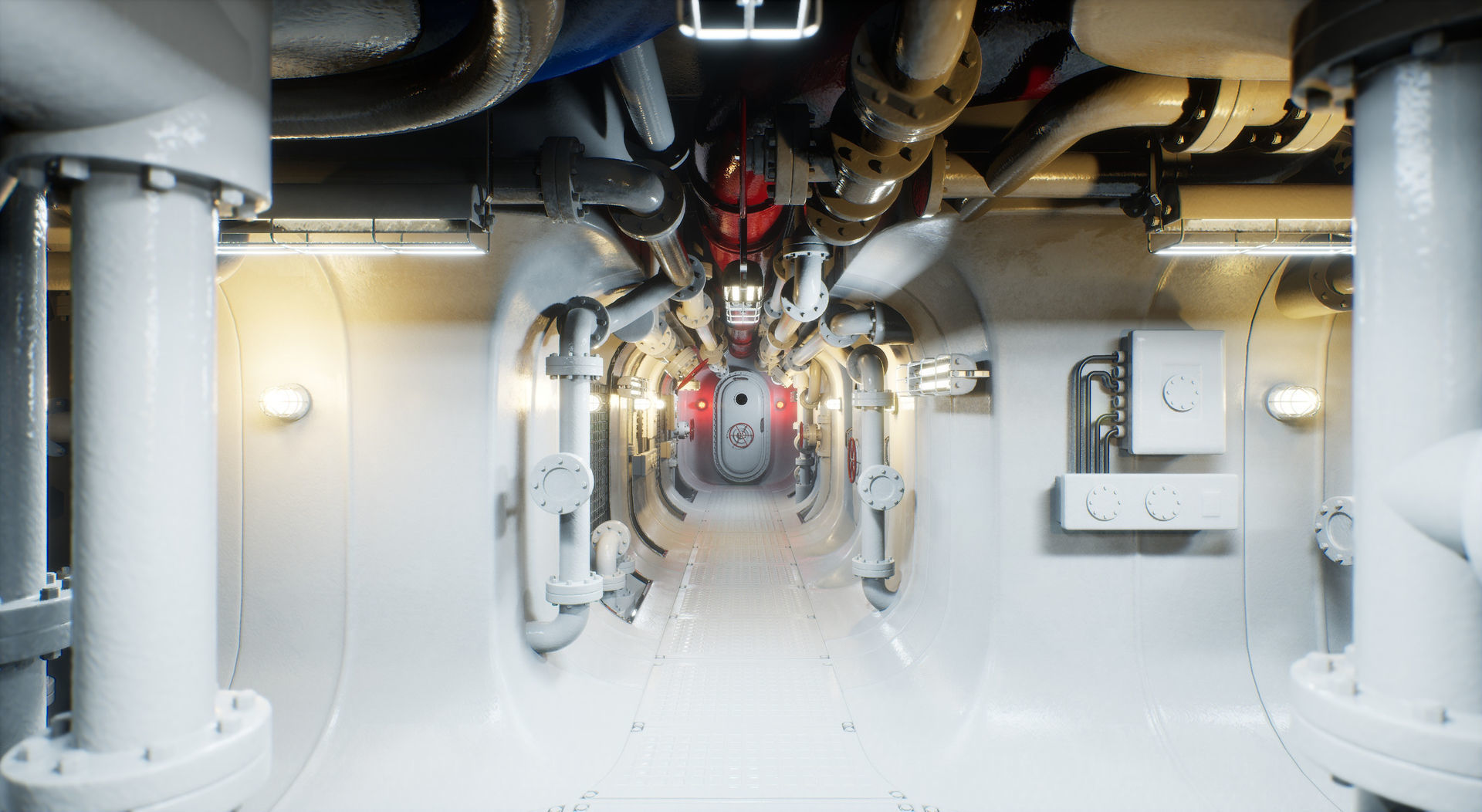 Submarine Industrial Corridor 002 UE4 3D model_5