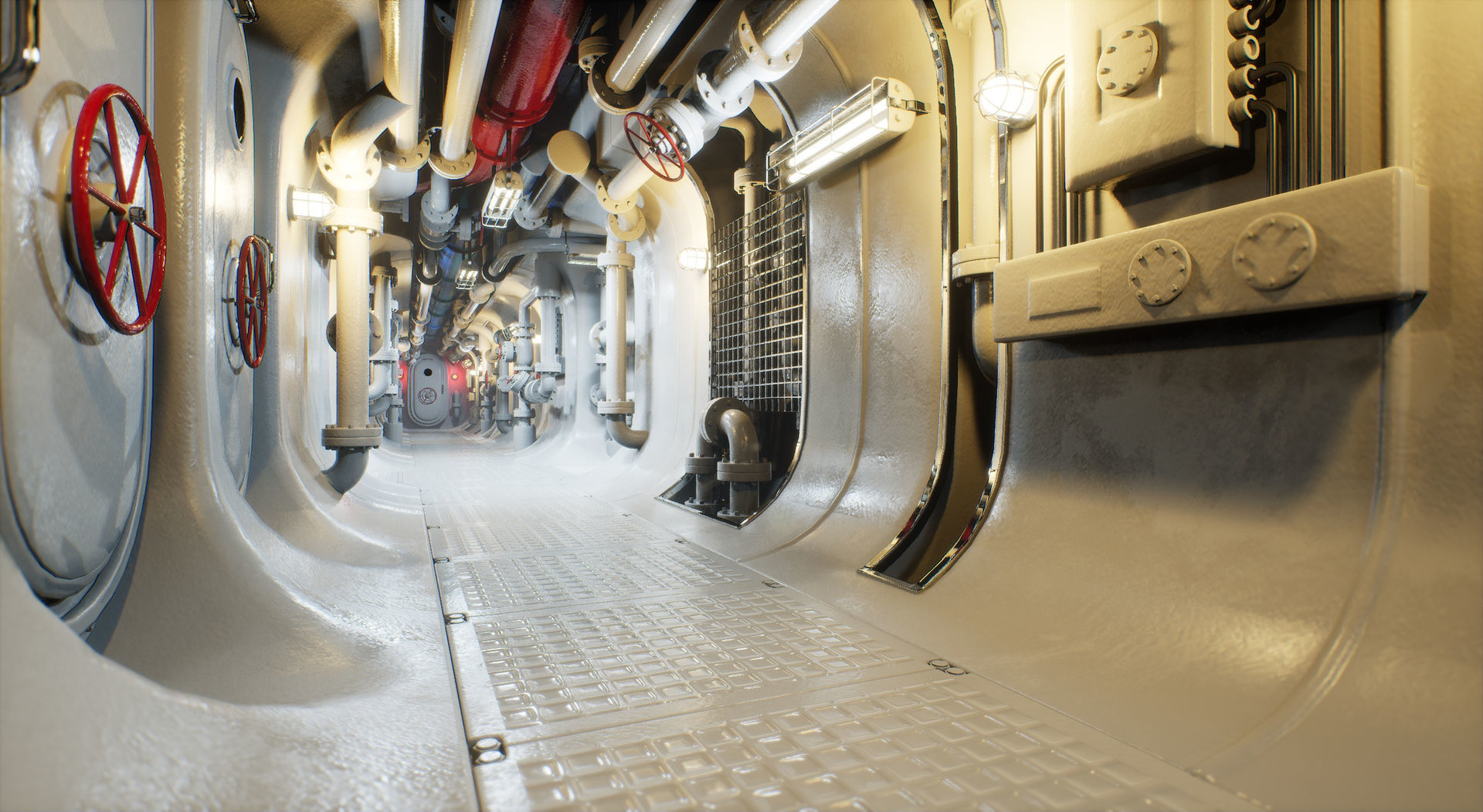 Submarine Industrial Corridor 002 UE4 3D model_7