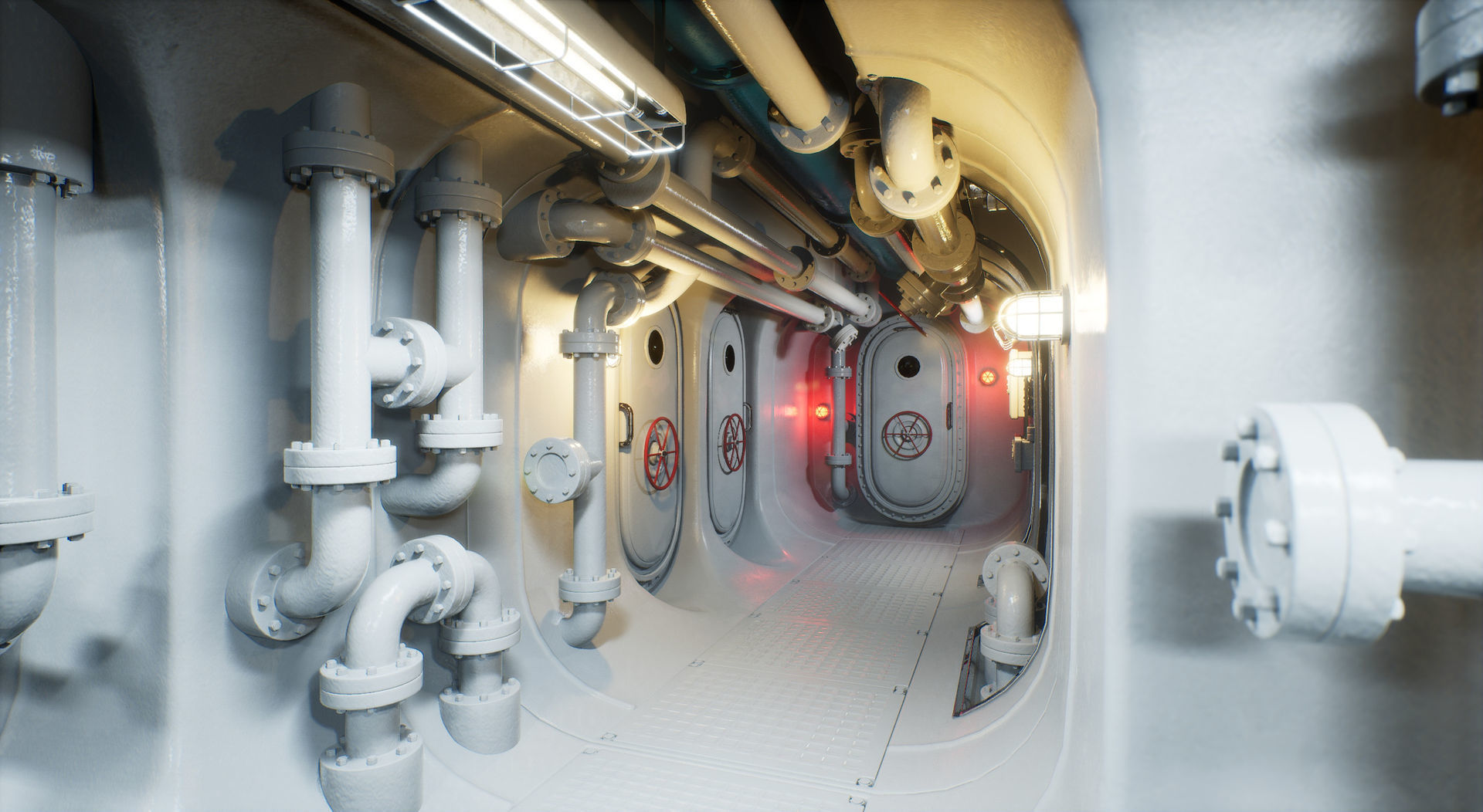 Submarine Industrial Corridor 002 UE4 3D model_8