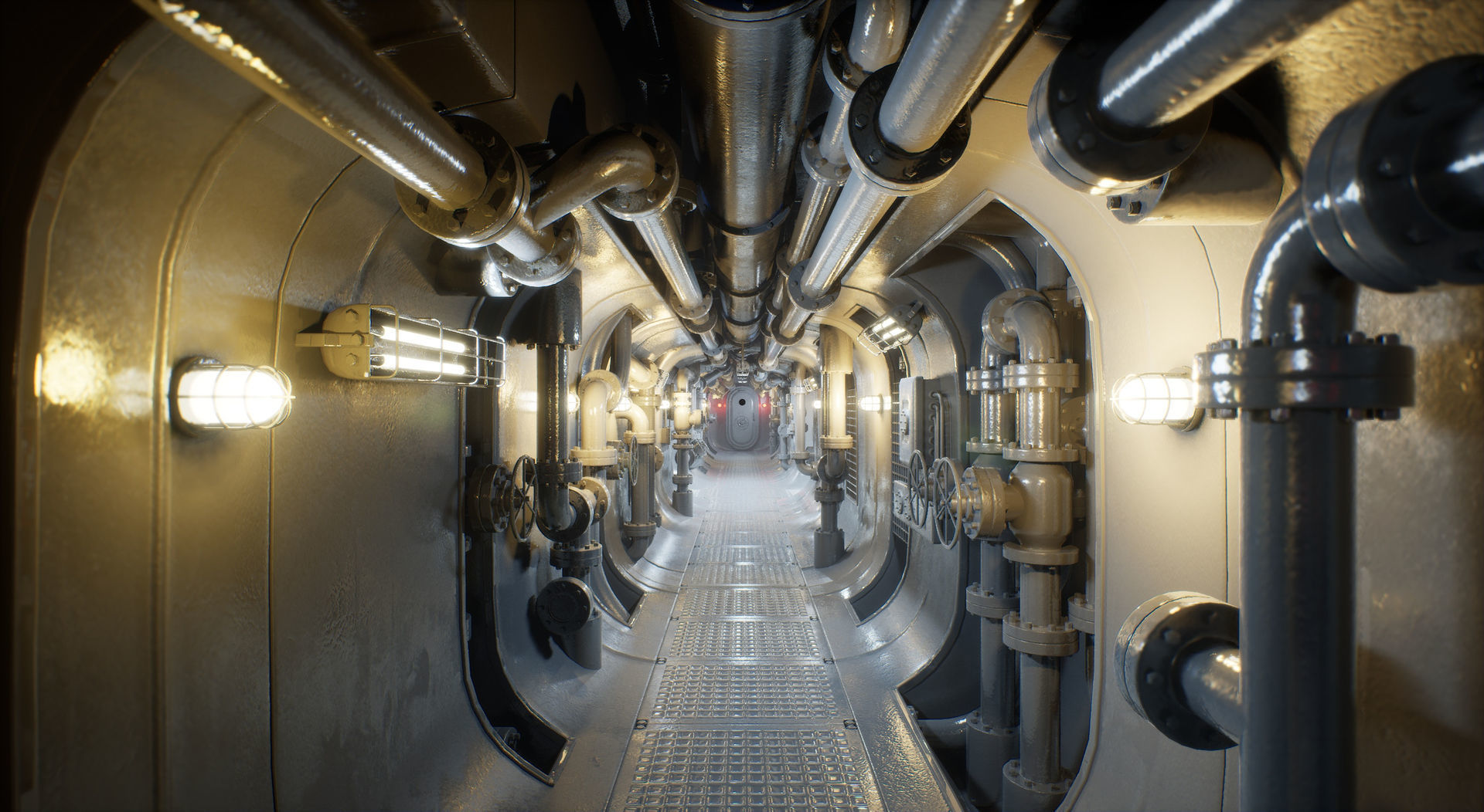 Submarine Industrial Corridor 002 UE4 3D model_3