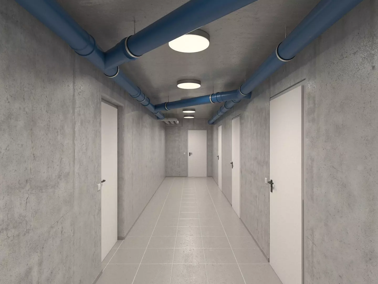 Basement Hallway Corridor 02 3D model_0