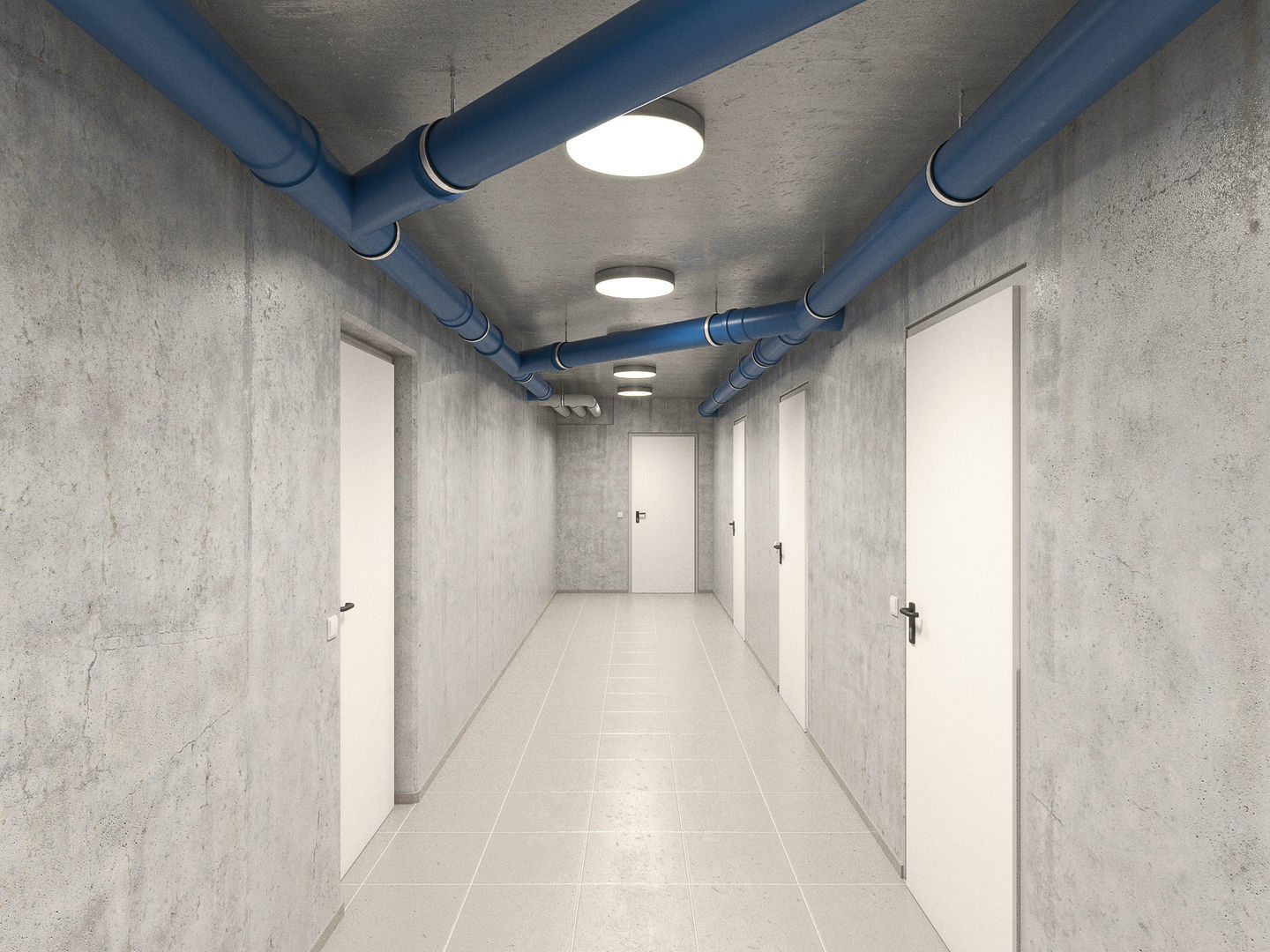 Basement Hallway Corridor 02 3D model_13