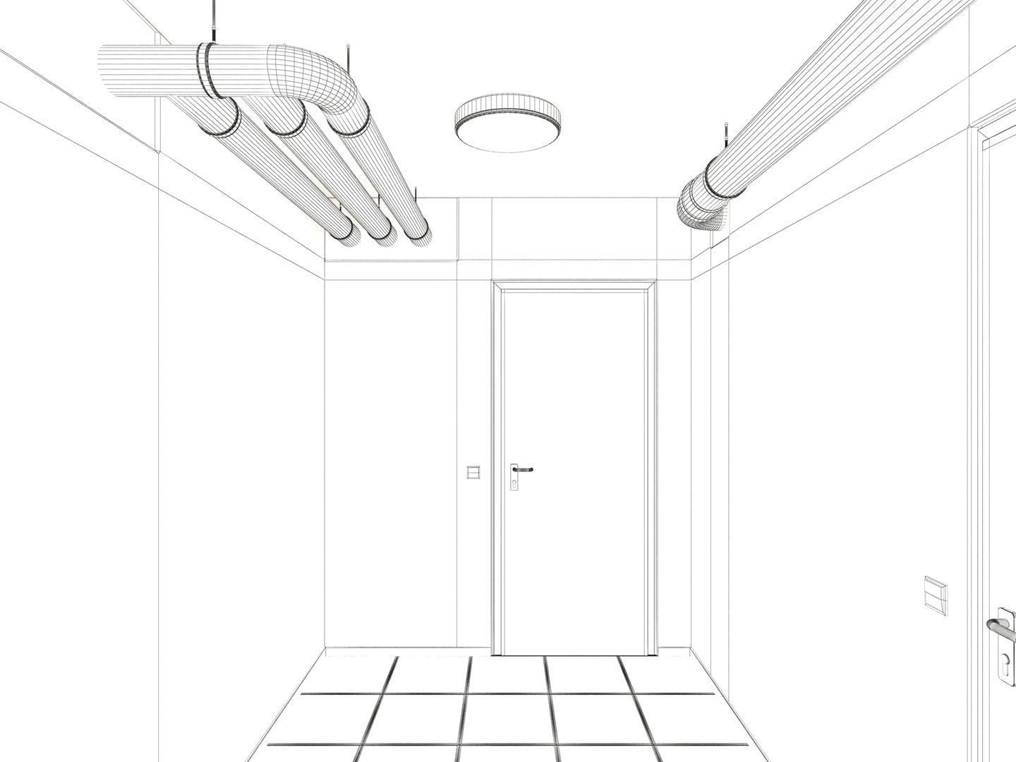 Basement Hallway Corridor 02 3D model_4