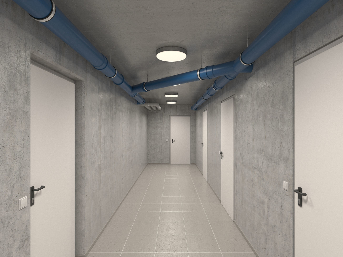 Basement Hallway Corridor 02 3D model_2