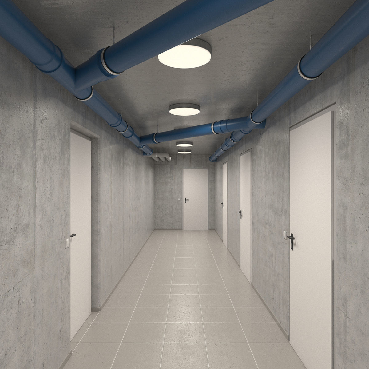 Basement Hallway Corridor 02 3D model_14
