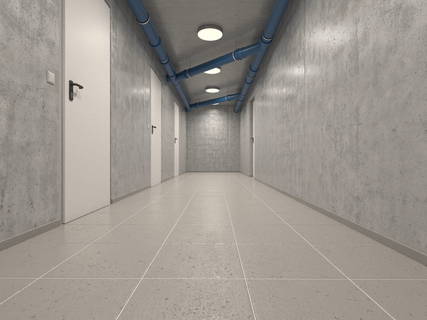Basement Hallway Corridor 02 3D model_12