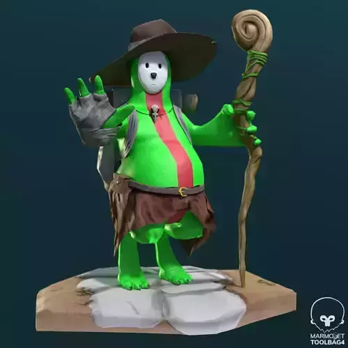 Traveler creature with hat and stick