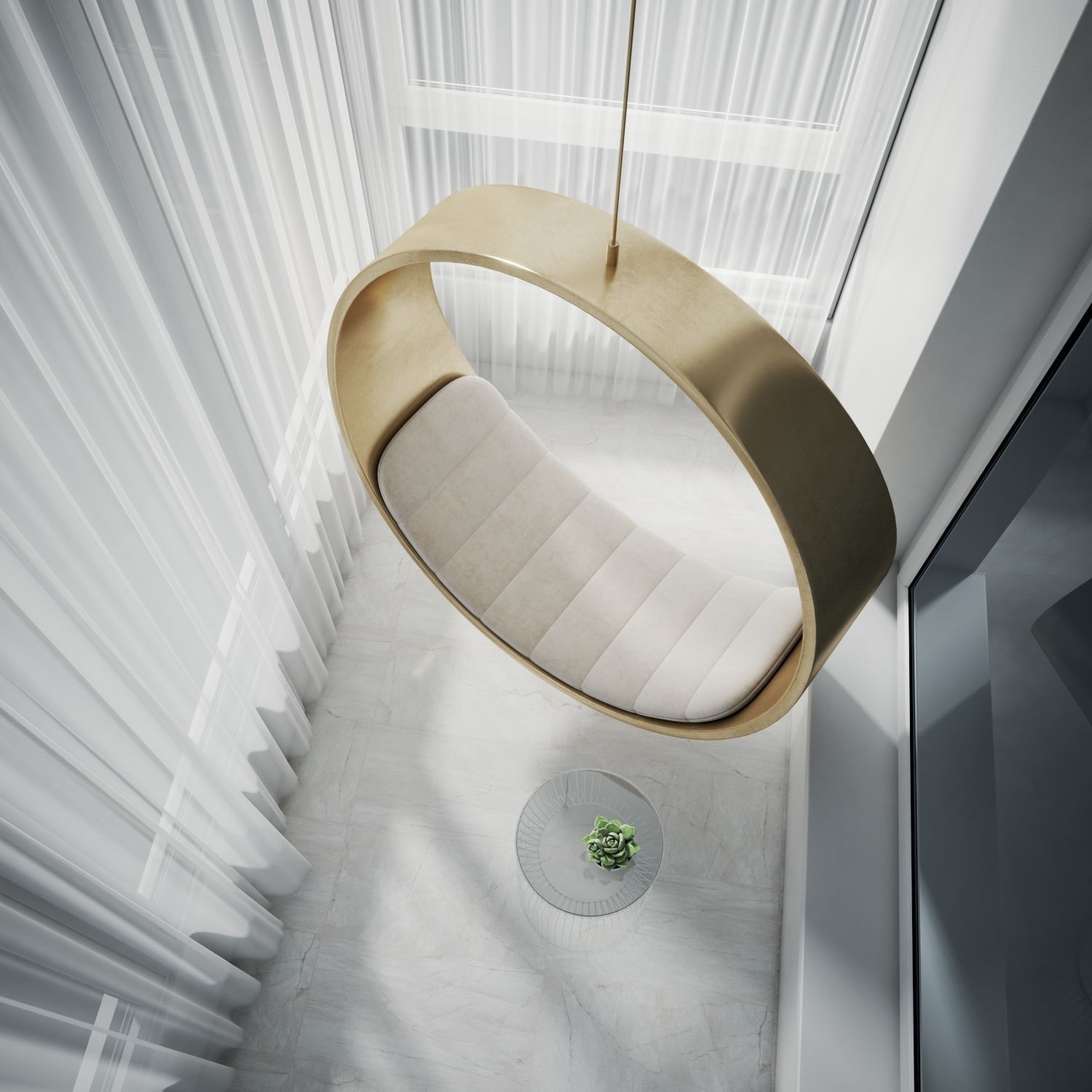 Swing chair Low-poly 3D model_1